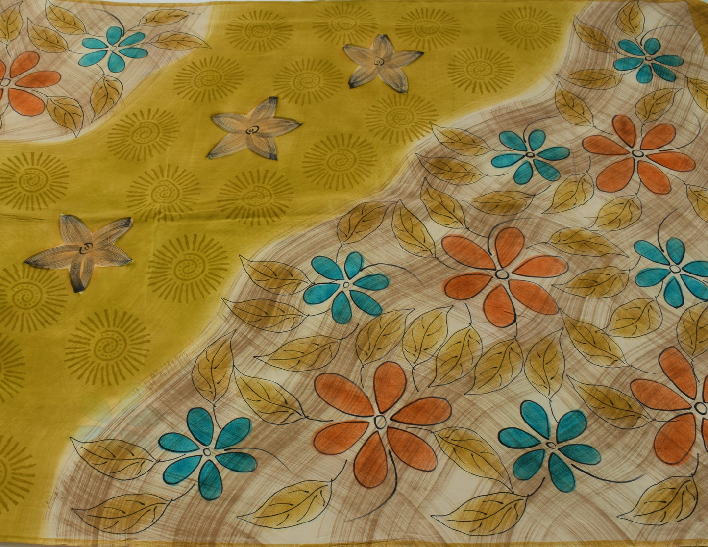 Sushila Vintage Green Saree 100% Pure Crepe Silk Printed Floral Soft Fabric