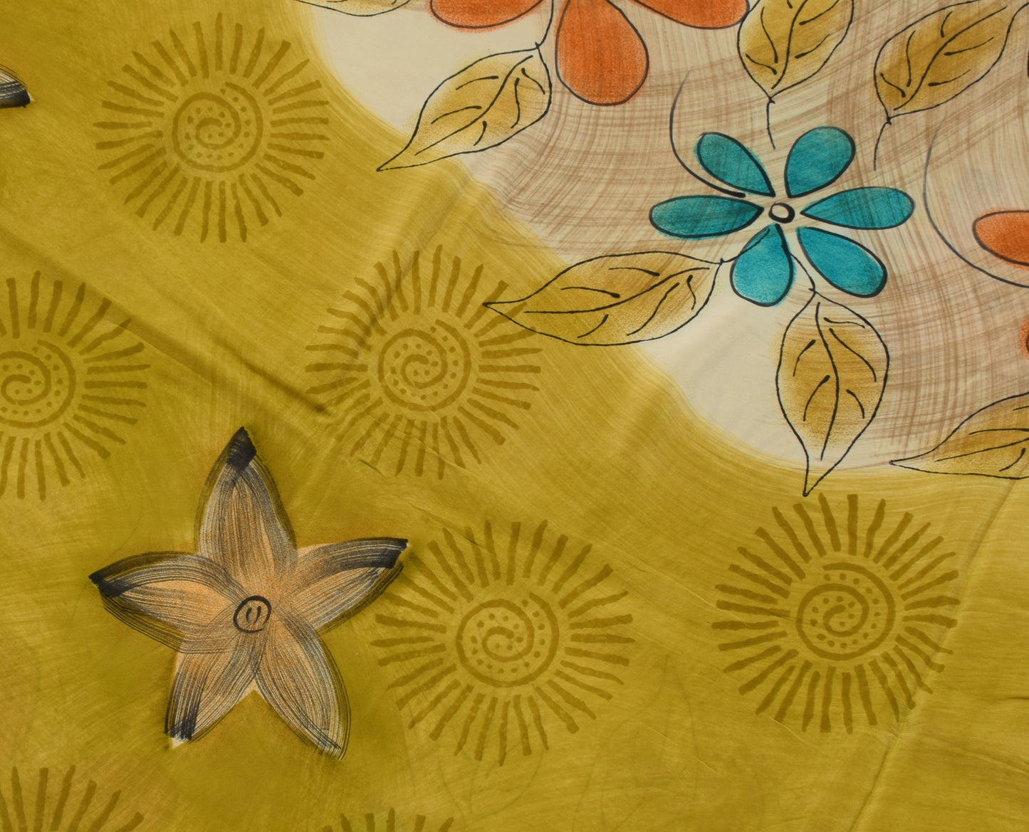 Sushila Vintage Green Saree 100% Pure Crepe Silk Printed Floral Soft Fabric