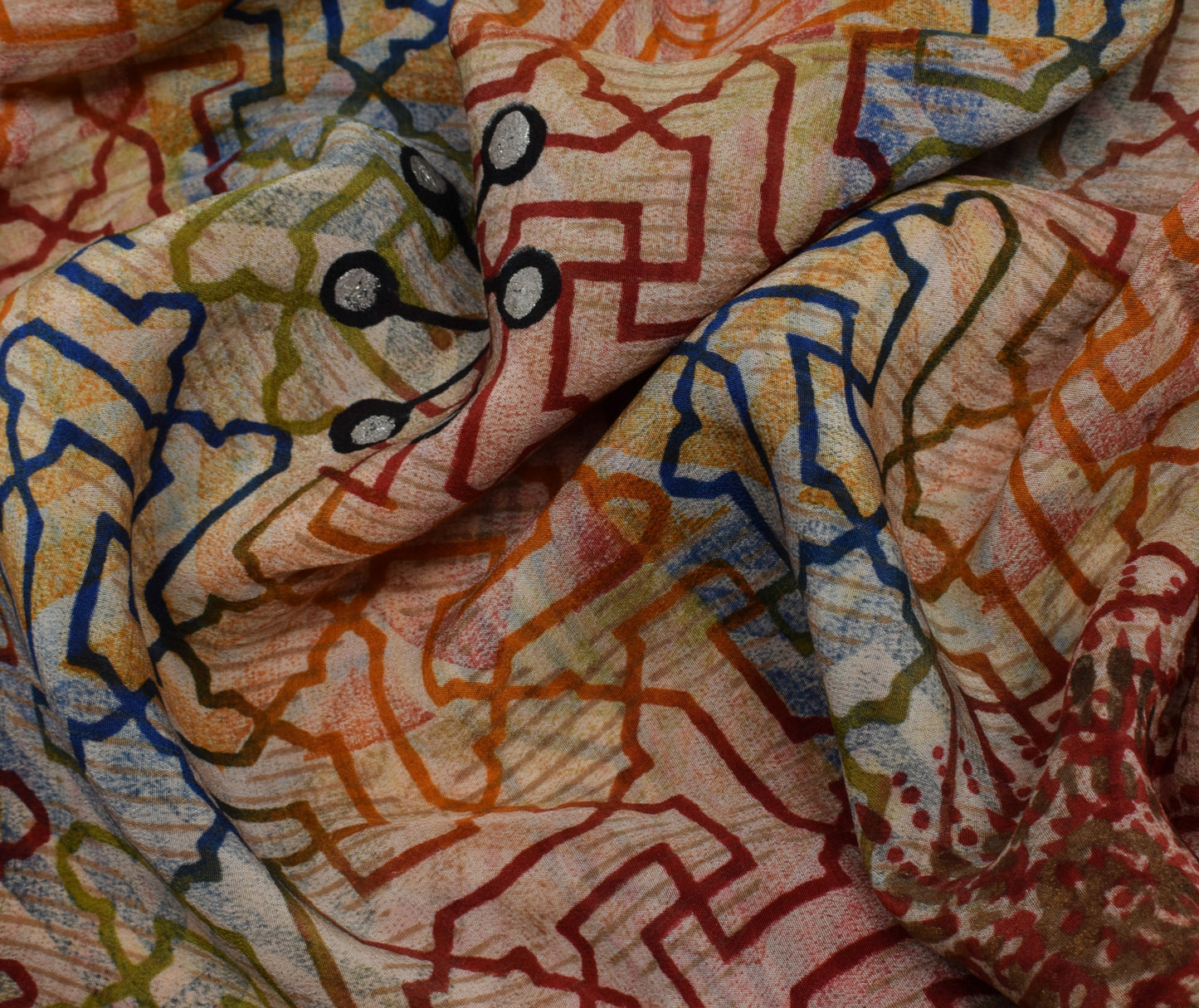 Sushila Vintage Multi-Color Saree Pure Crepe Silk Printed Floral Soft Fabric