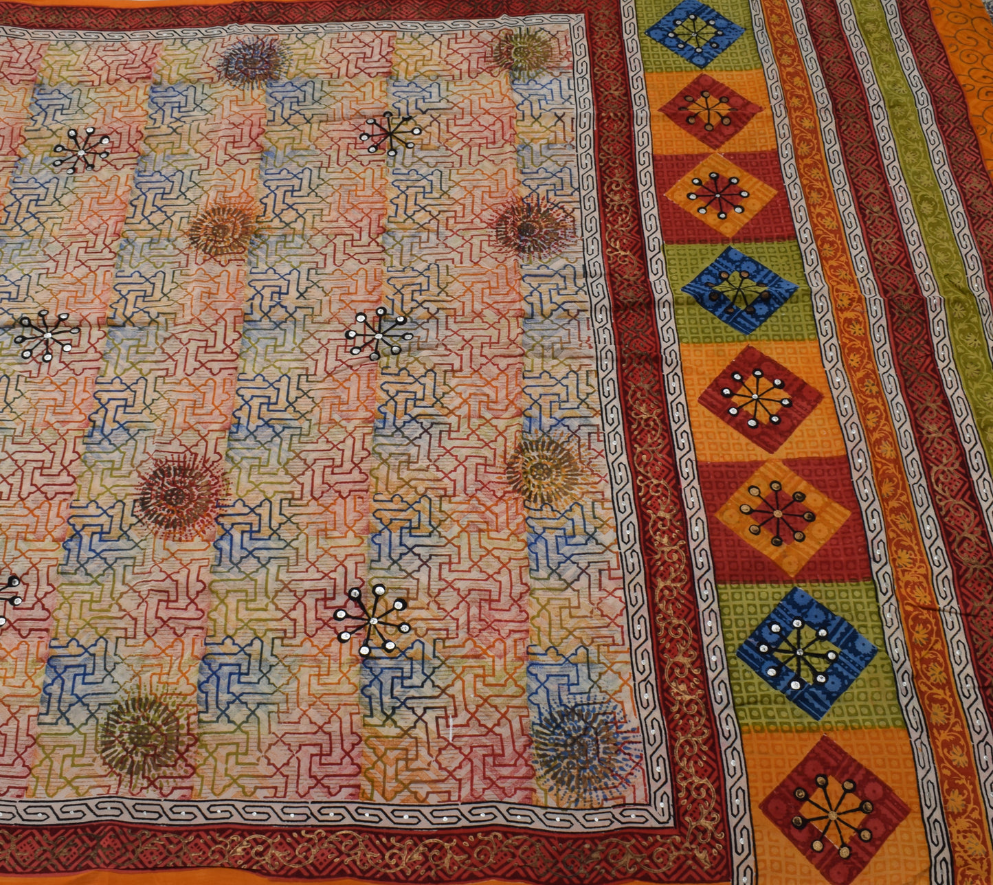 Sushila Vintage Multi-Color Saree Pure Crepe Silk Printed Floral Soft Fabric