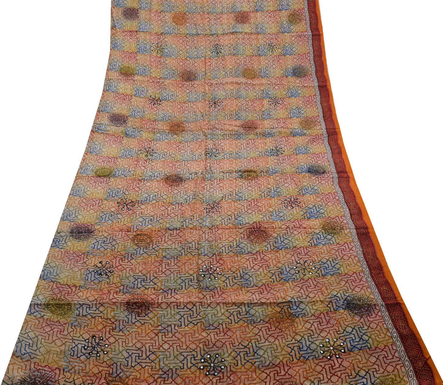 Sushila Vintage Multi-Color Saree Pure Crepe Silk Printed Floral Soft Fabric