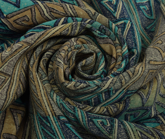 Sushila Vintage Multi-Color Saree Pure Crepe Silk Printed 5 Yard Soft Fabric