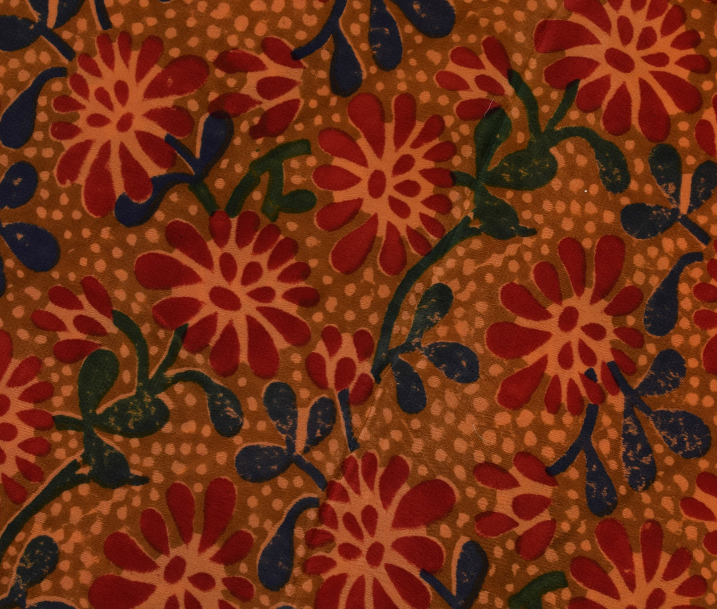 Sushila Vintage Orange Saree 100% Pure Crepe Silk Printed Floral Soft Fabric