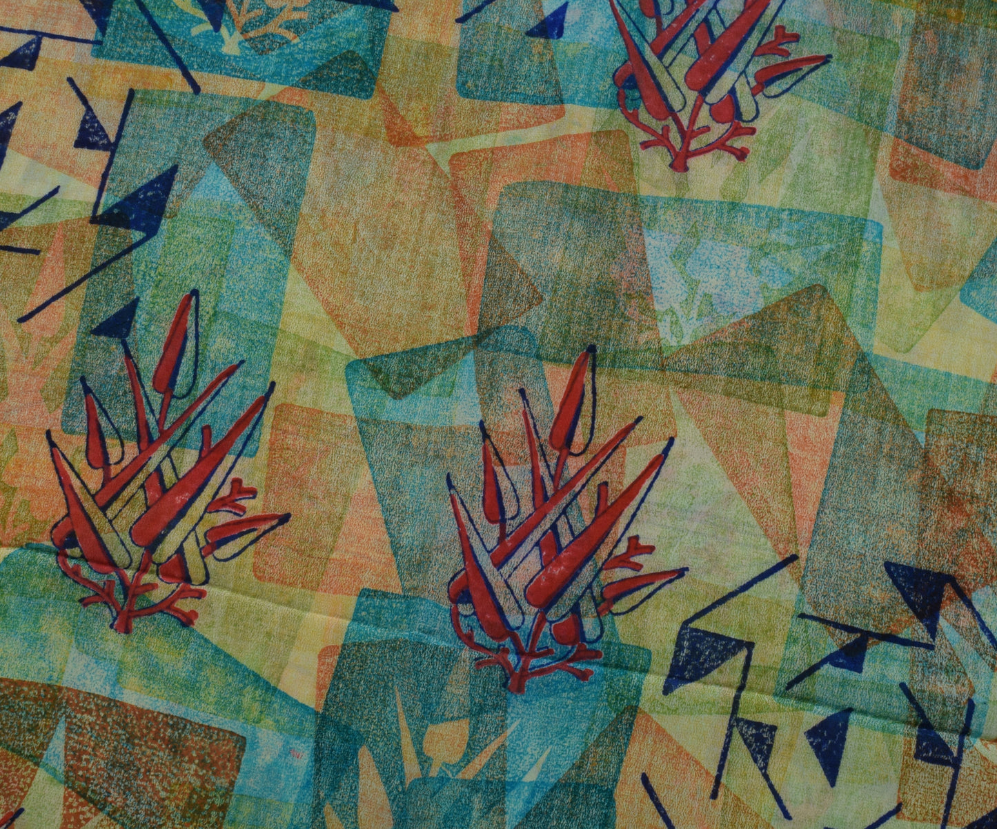 Sushila Vintage Indian Saree 100% Pure Crepe Silk Printed Soft Craft Fabric