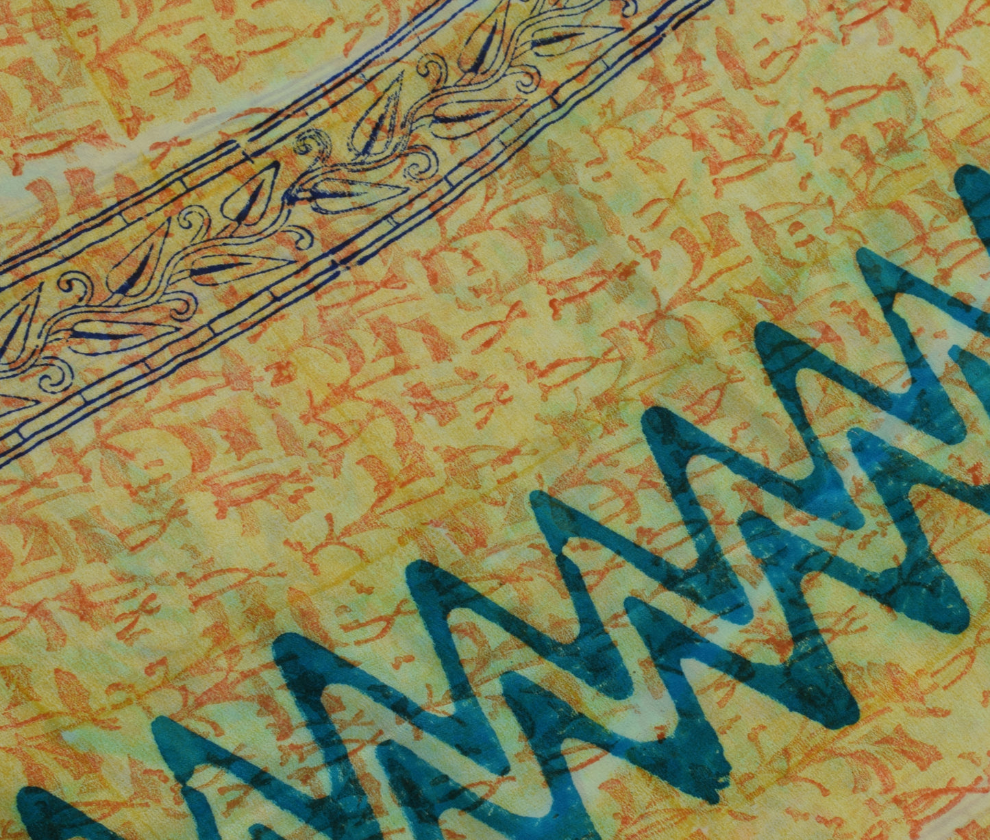 Sushila Vintage Indian Saree 100% Pure Crepe Silk Printed Soft Craft Fabric