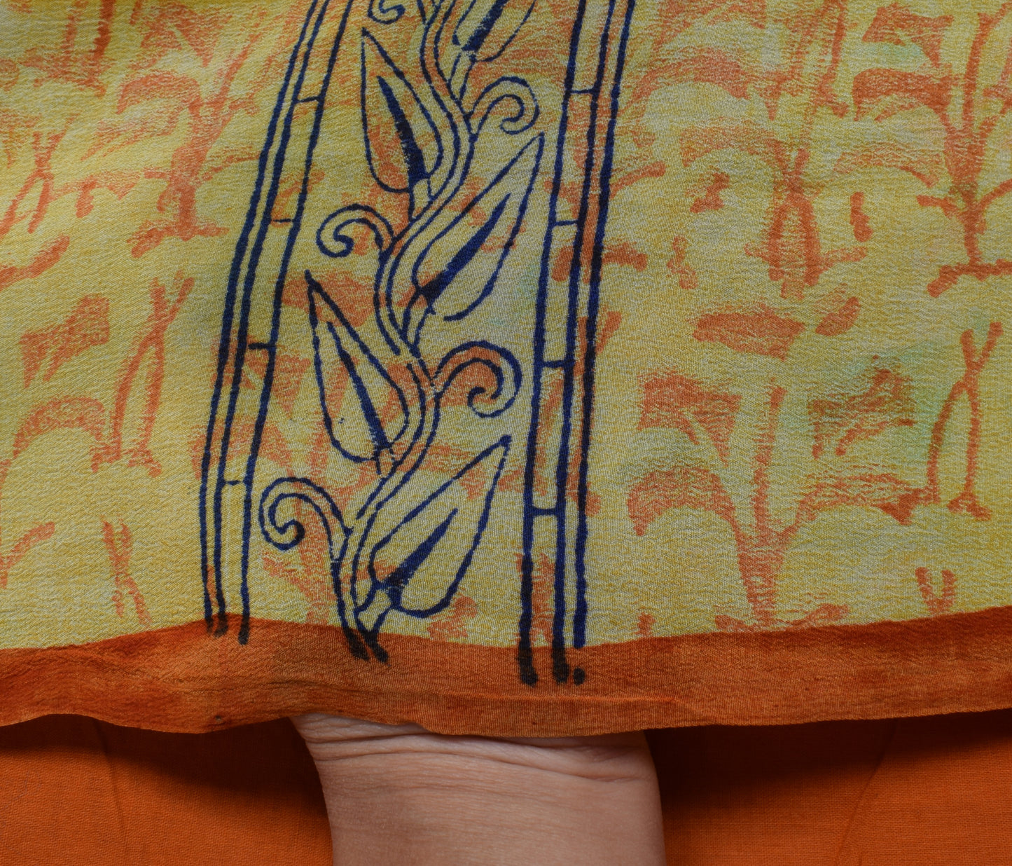 Sushila Vintage Indian Saree 100% Pure Crepe Silk Printed Soft Craft Fabric