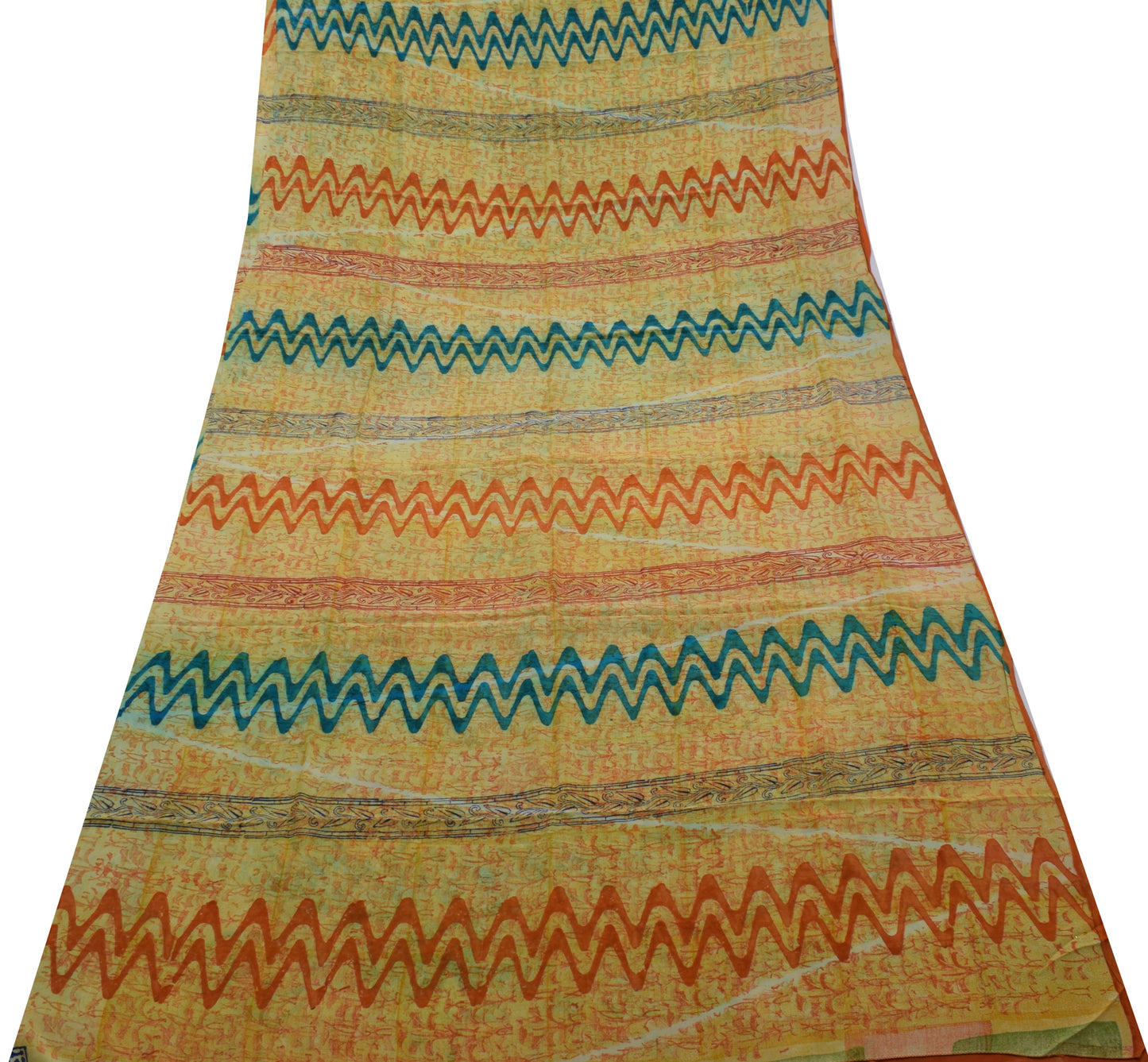 Sushila Vintage Indian Saree 100% Pure Crepe Silk Printed Soft Craft Fabric