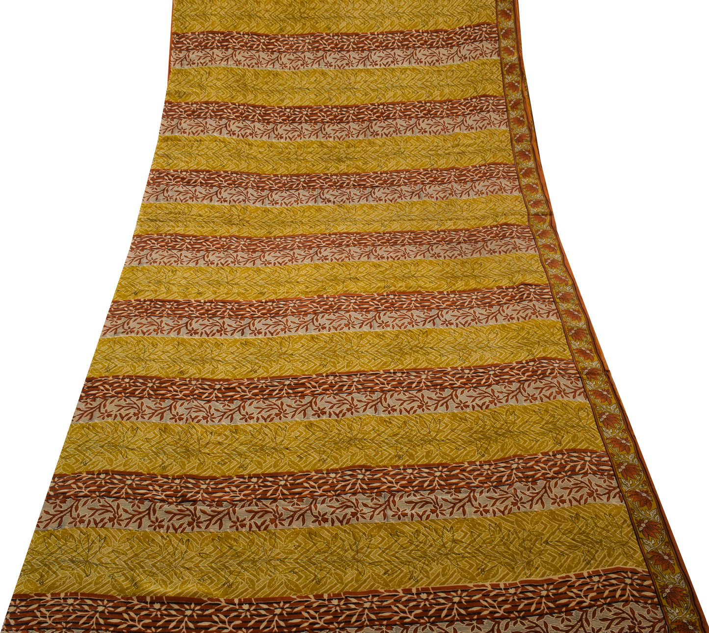 Sushila Vintage Green Saree 100% Pure Crepe Silk Printed Floral Soft Fabric