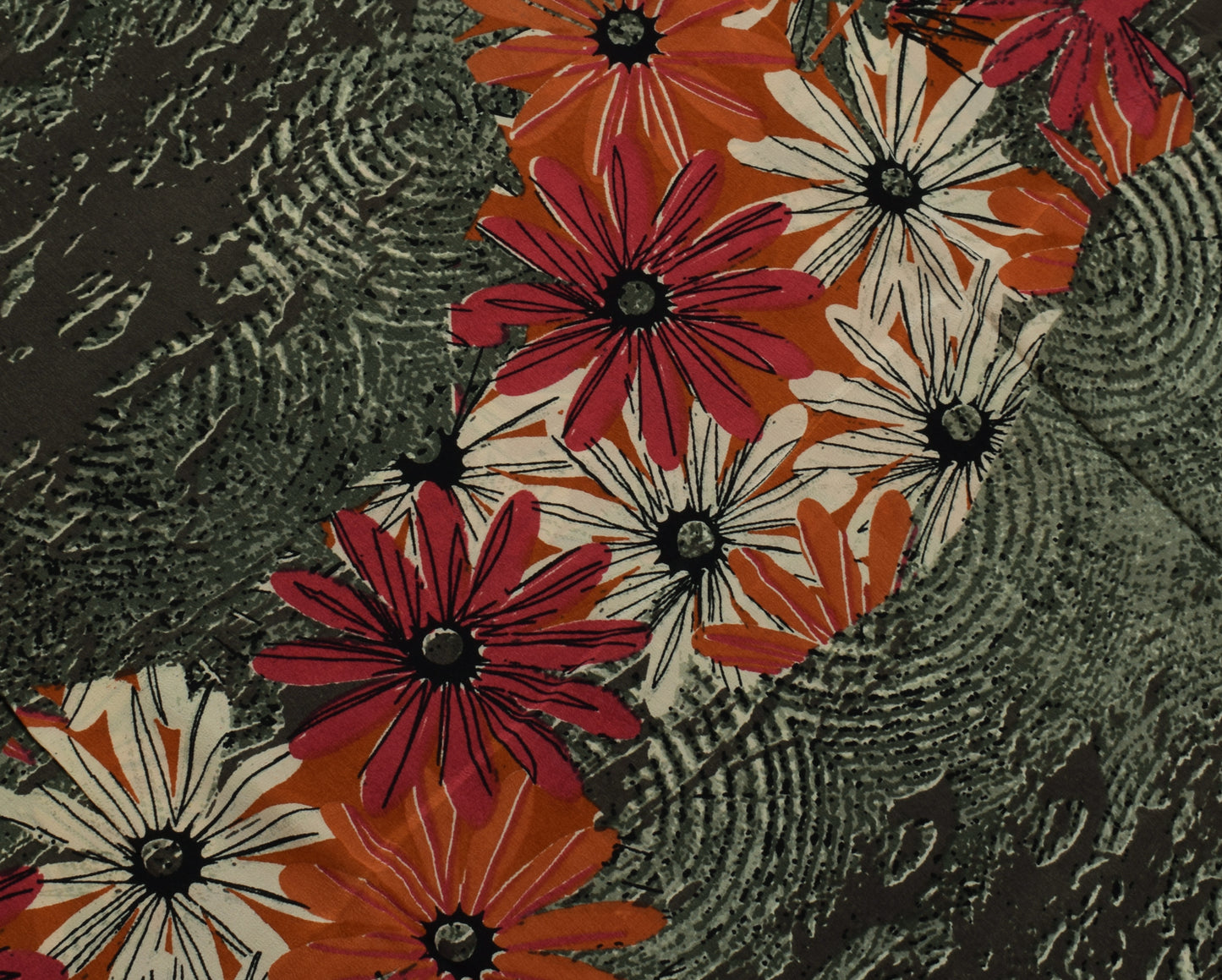 Sushila Vintage Indian Saree 100% Pure Crepe Silk Printed Floral Soft Fabric