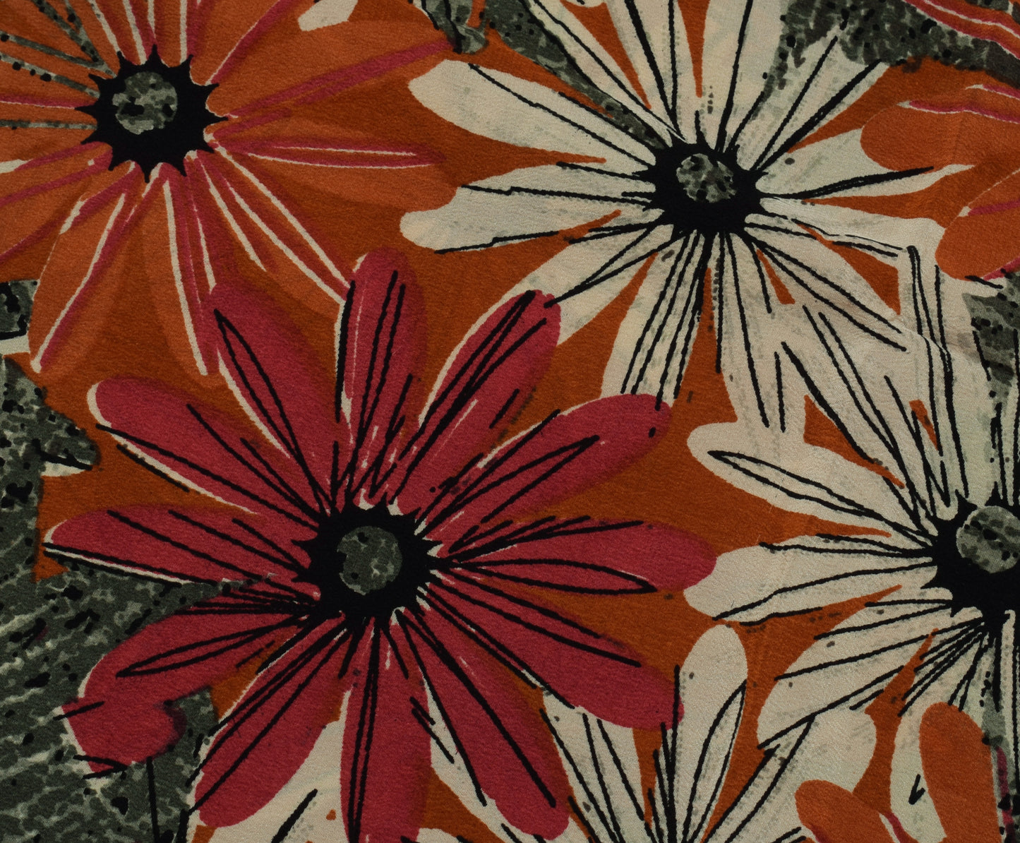 Sushila Vintage Indian Saree 100% Pure Crepe Silk Printed Floral Soft Fabric