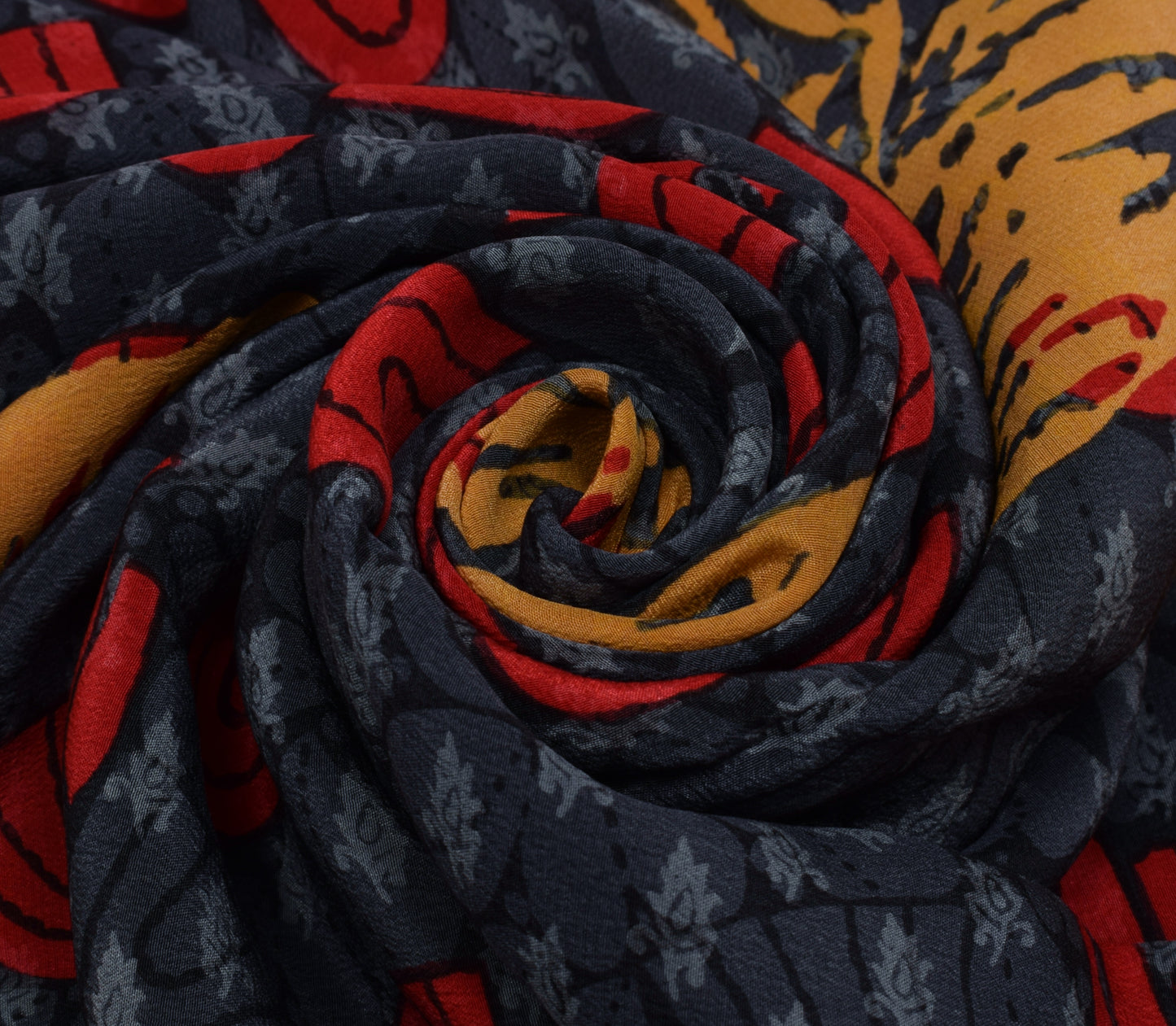 Sushila Vintage Indian Saree 100% Pure Crepe Silk Printed Floral Soft Fabric