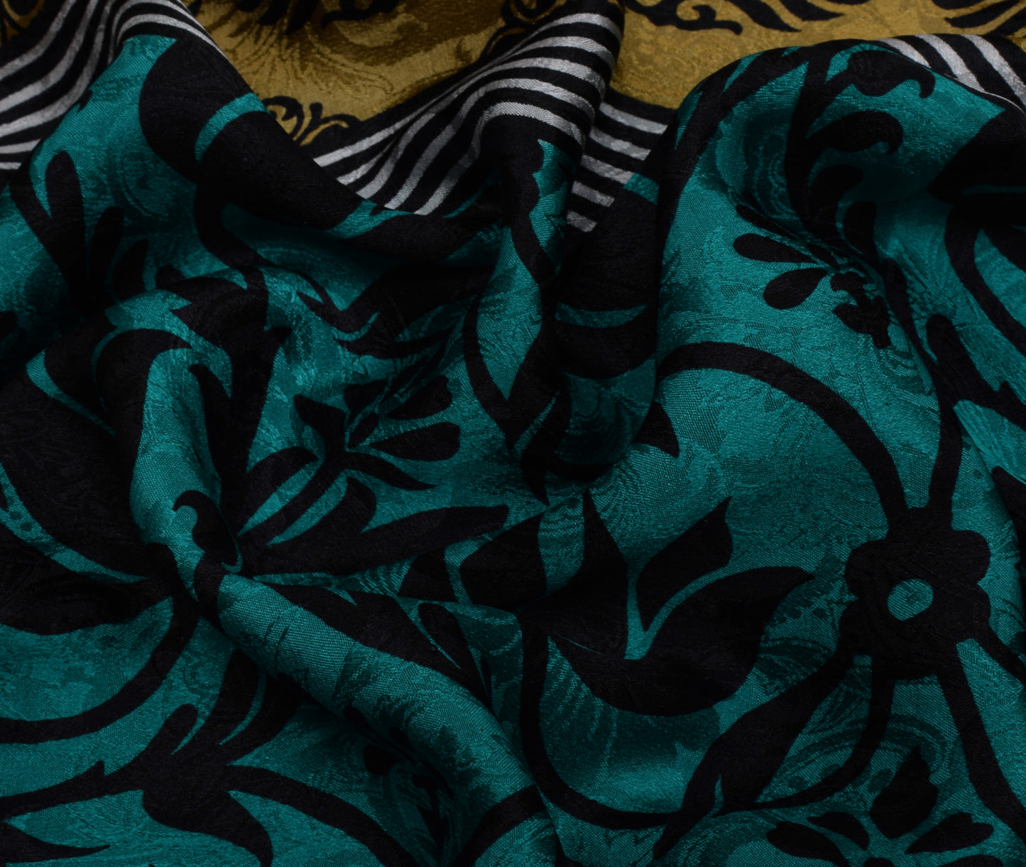 Sushila Vintage Indian Saree 100% Pure Crepe Silk Printed Floral Soft Fabric