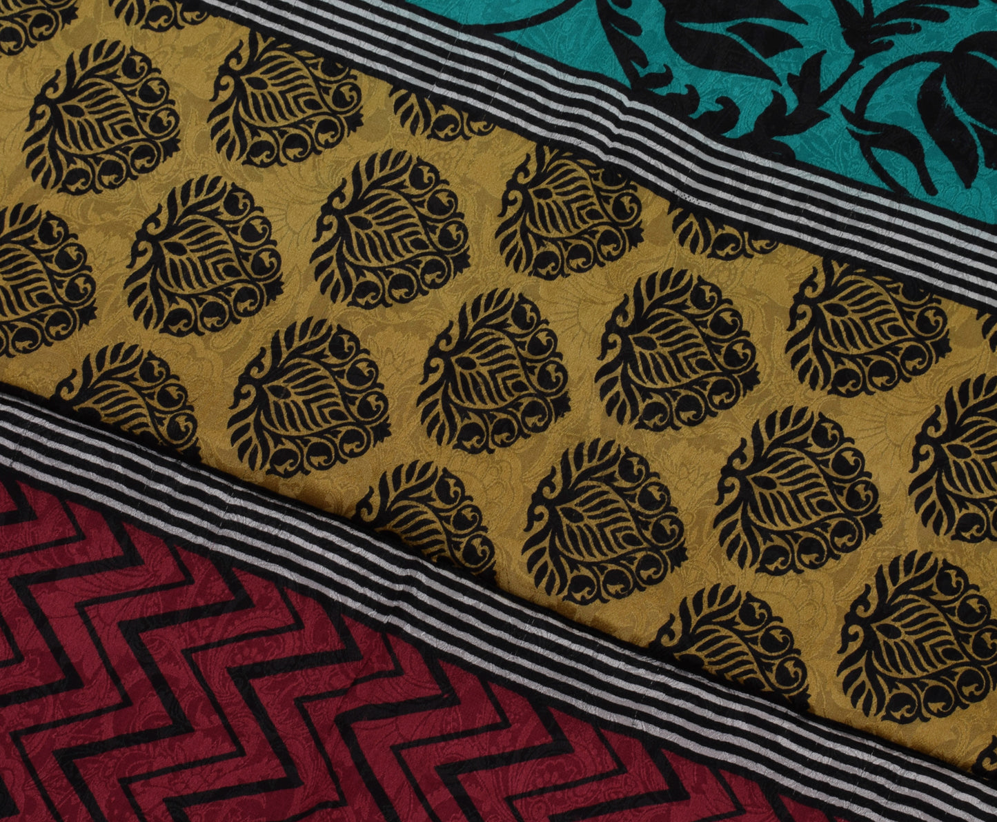 Sushila Vintage Indian Saree 100% Pure Crepe Silk Printed Floral Soft Fabric