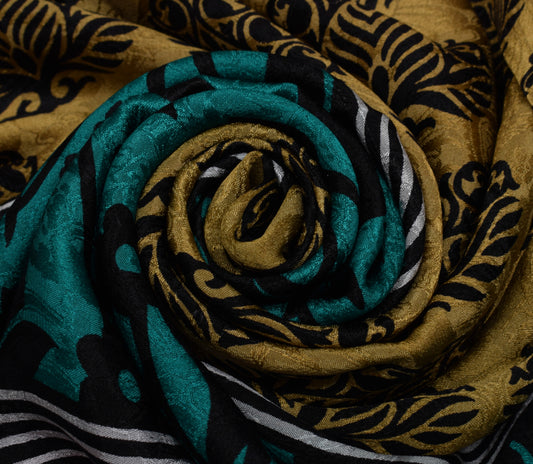 Sushila Vintage Indian Saree 100% Pure Crepe Silk Printed Floral Soft Fabric