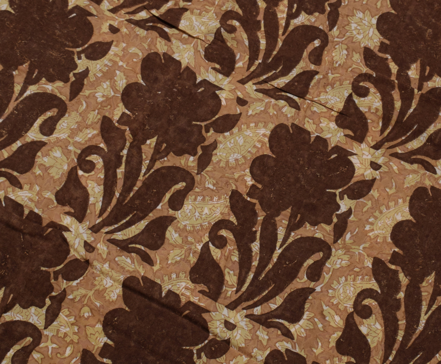 Sushila Vintage Indian Saree 100% Pure Crepe Silk Printed Floral Soft Fabric