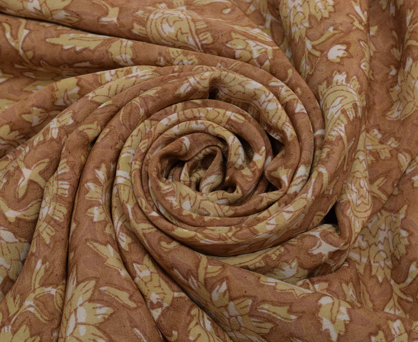 Sushila Vintage Indian Saree 100% Pure Crepe Silk Printed Floral Soft Fabric