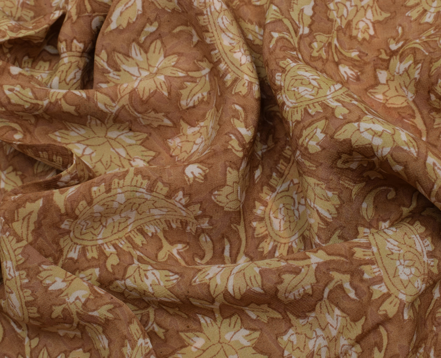 Sushila Vintage Indian Saree 100% Pure Crepe Silk Printed Floral Soft Fabric