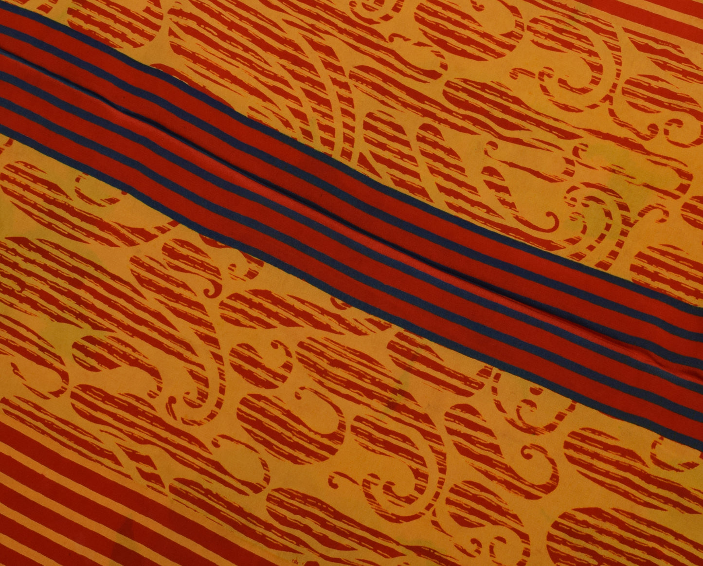 Sushila Vintage Orange Saree 100% Pure Crepe Silk Printed Floral Soft Fabric