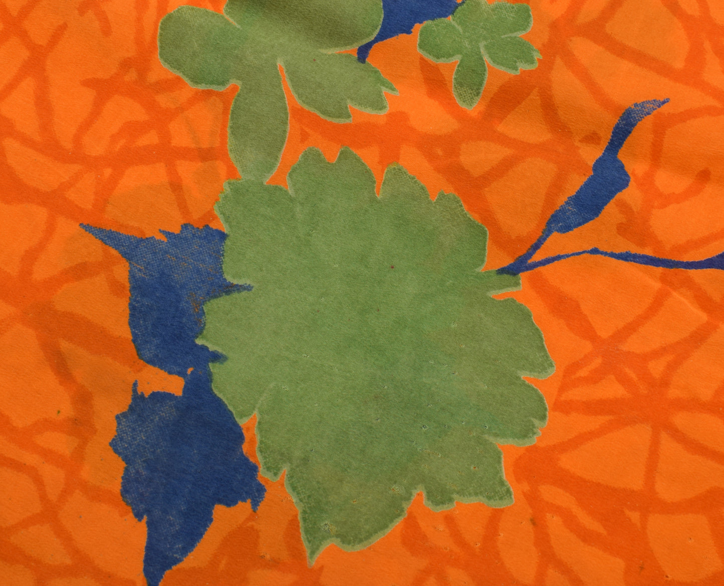 Sushila Vintage Orange Saree 100% Pure Crepe Silk Printed Floral Soft Fabric