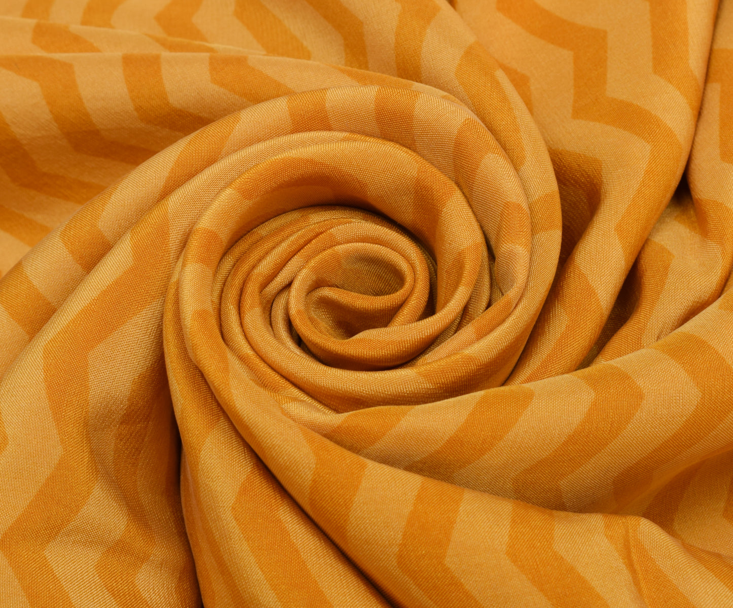 Sushila Vintage Mustard Saree 100% Pure Crepe Silk Printed Zig-Zag Soft Fabric