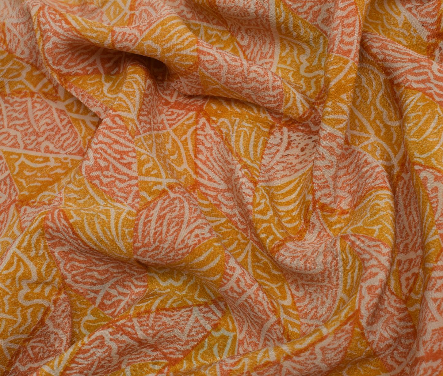 Sushila Vintage Indian Saree 100% Pure Crepe Silk Printed 5 YD Soft Craft Fabric