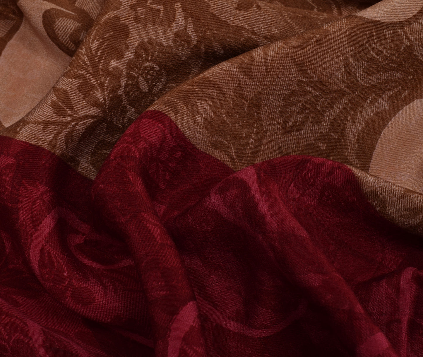 Sushila Vintage Indian Saree 100% Pure Crepe Silk Printed Paisley Soft Fabric