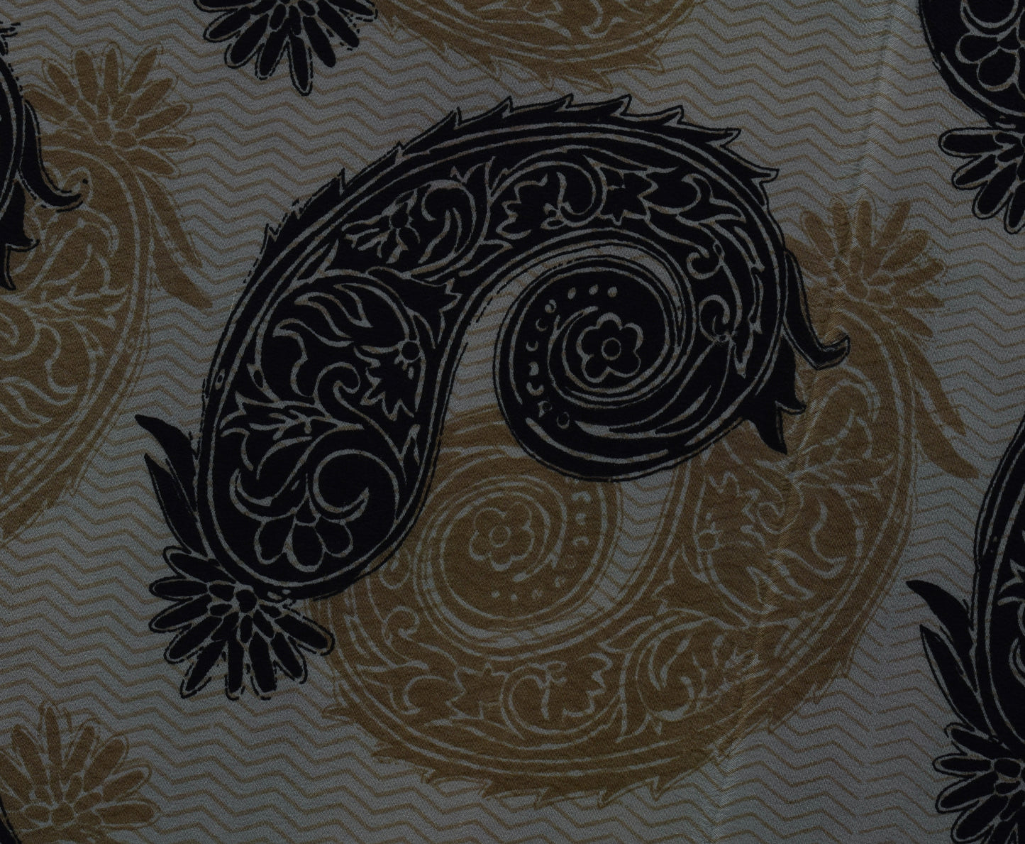 Sushila Vintage Gray Branded Saree 100% Pure Crepe Silk Printed Paisley Fabric