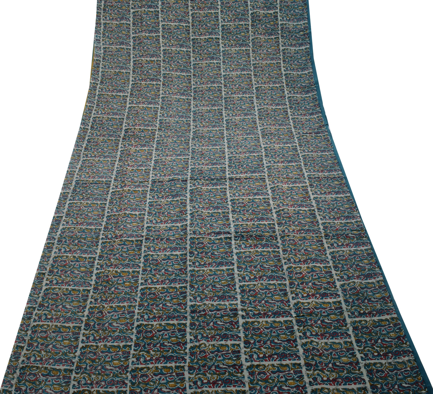 Sushila Vintage Indian Saree 100% Pure Crepe Silk Printed Paisley Soft Fabric