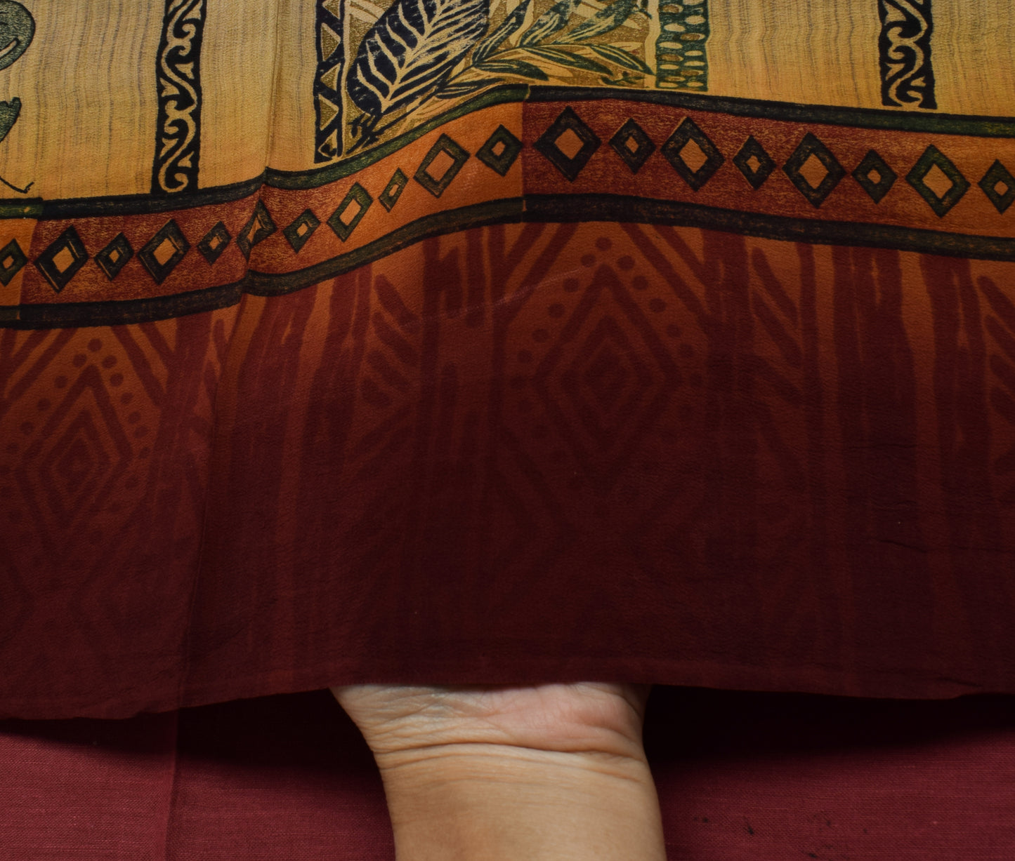 Sushila Vintage Indian Saree 100% Pure Crepe Silk Printed Floral Soft Fabric