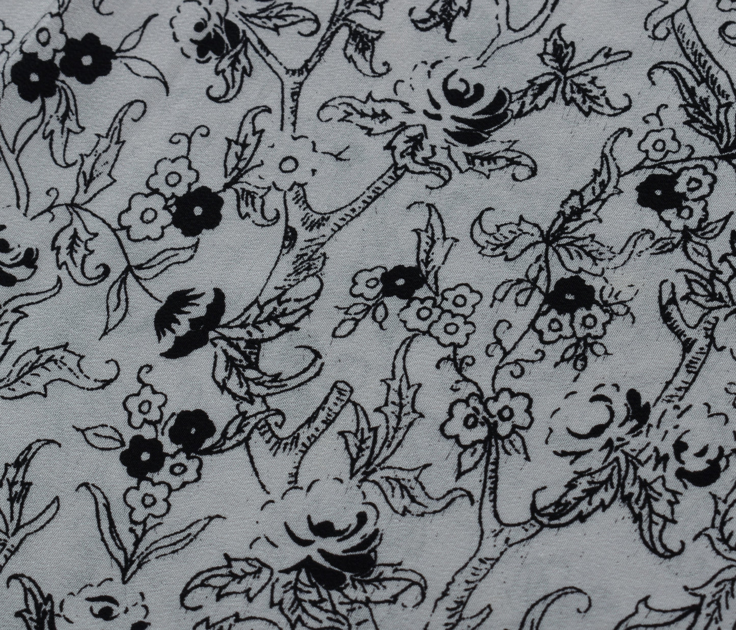 Sushila Vintage Gray Saree 100% Pure Crepe Silk Printed Floral Soft Craft Fabric