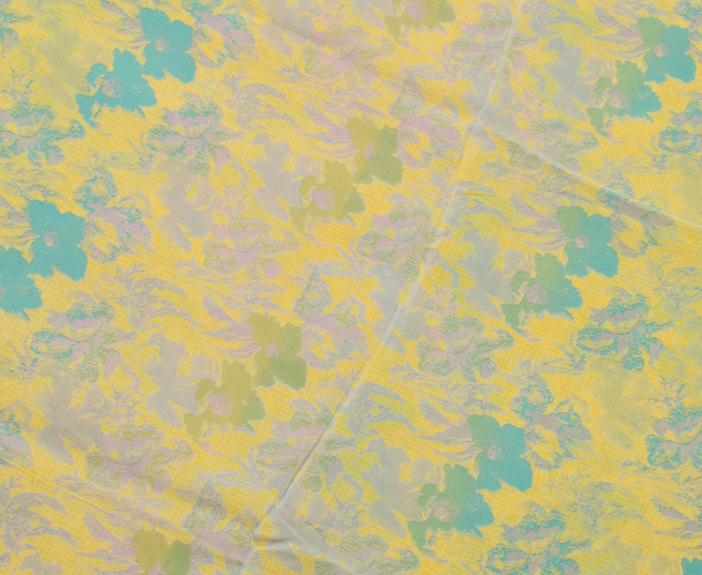 Sushila Vintage Yellow Saree 100% Pure Crepe Silk Printed Floral Soft Fabric