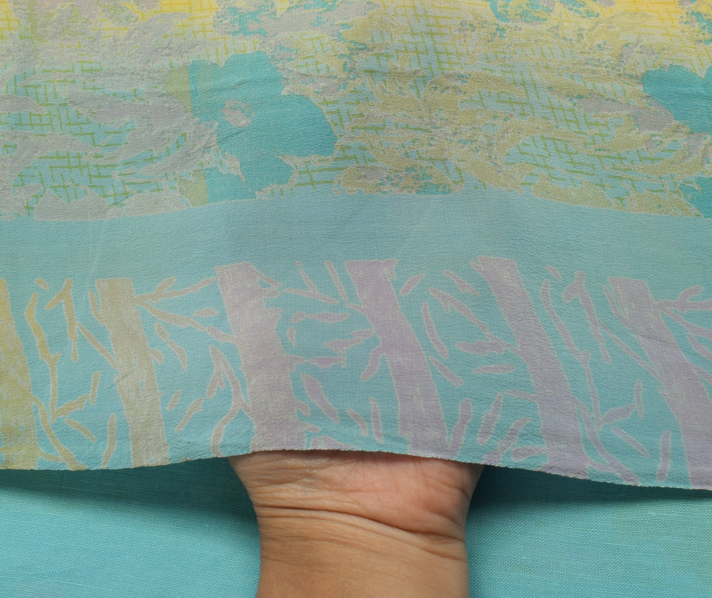 Sushila Vintage Yellow Saree 100% Pure Crepe Silk Printed Floral Soft Fabric