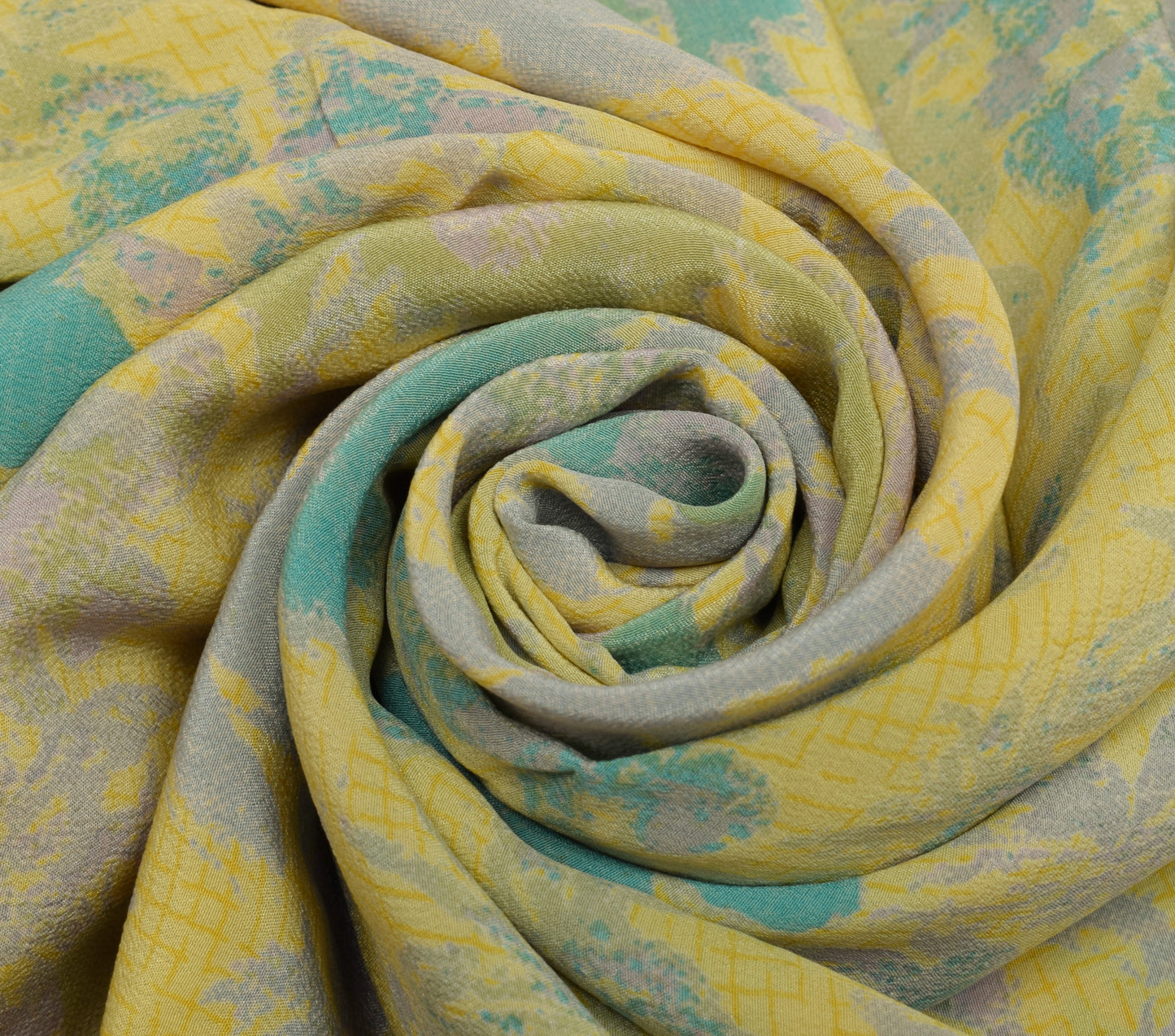 Sushila Vintage Yellow Saree 100% Pure Crepe Silk Printed Floral Soft Fabric