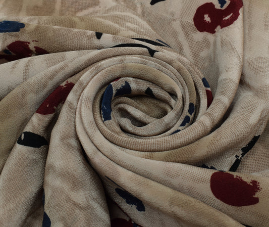 Sushila Vintage Multi-Color Saree Pure Crepe Silk Printed Floral Soft Fabric