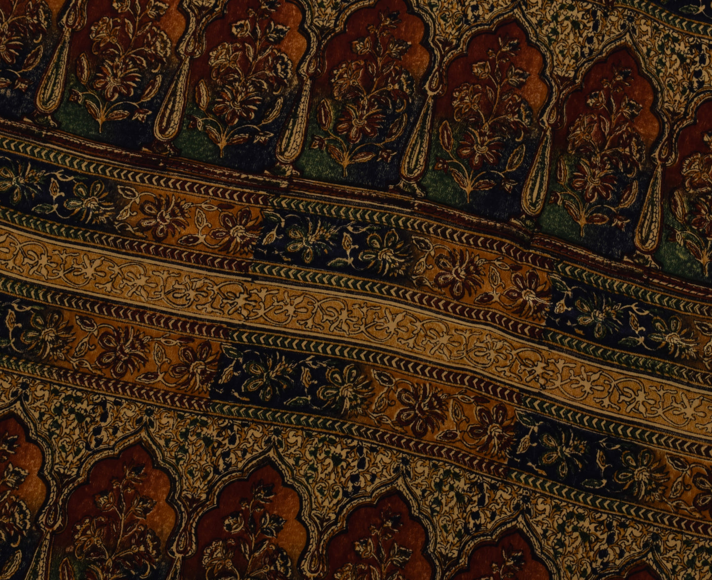 Sushila Vintage Brown Saree 100% Pure Crepe Silk Printed Floral Soft Fabric