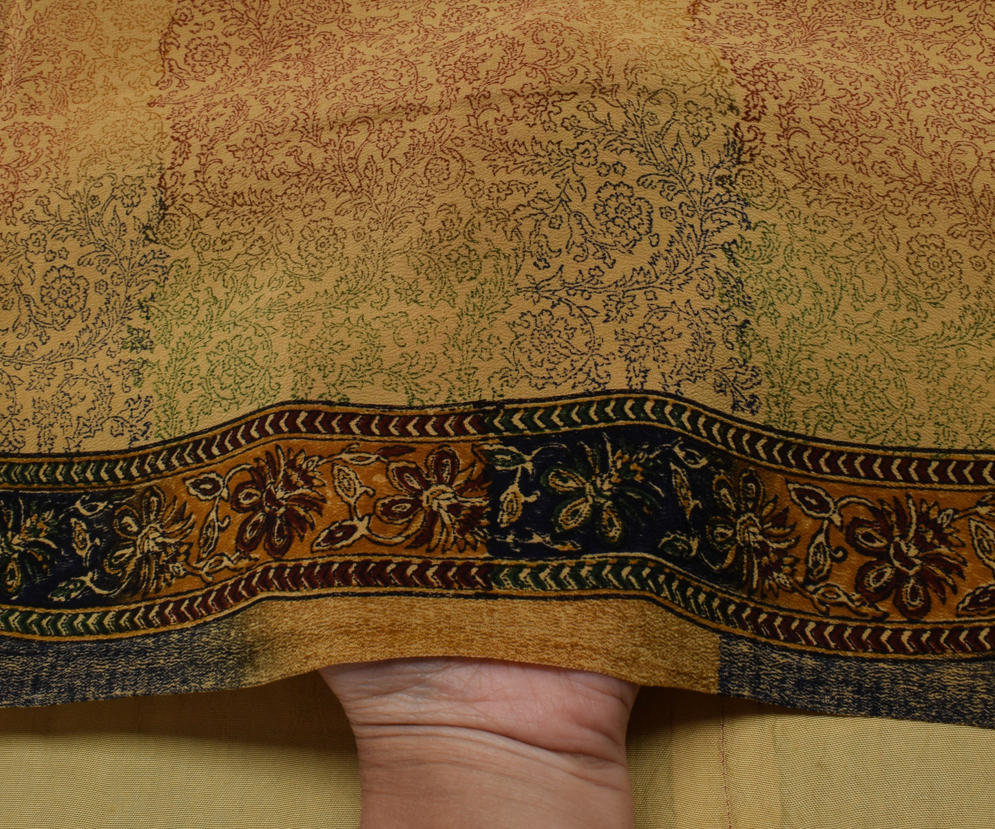 Sushila Vintage Brown Saree 100% Pure Crepe Silk Printed Floral Soft Fabric