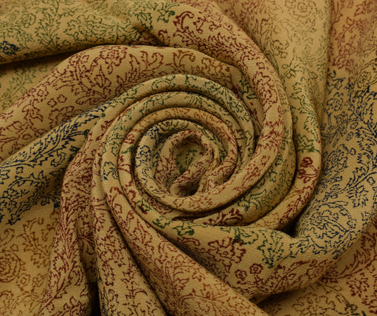 Sushila Vintage Brown Saree 100% Pure Crepe Silk Printed Floral Soft Fabric