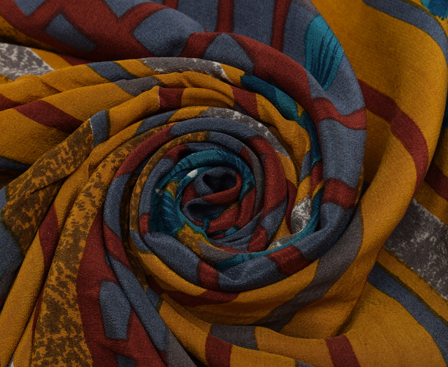 Sushila Vintage Mustard Saree 100% Pure Crepe Silk Printed Floral Soft Fabric