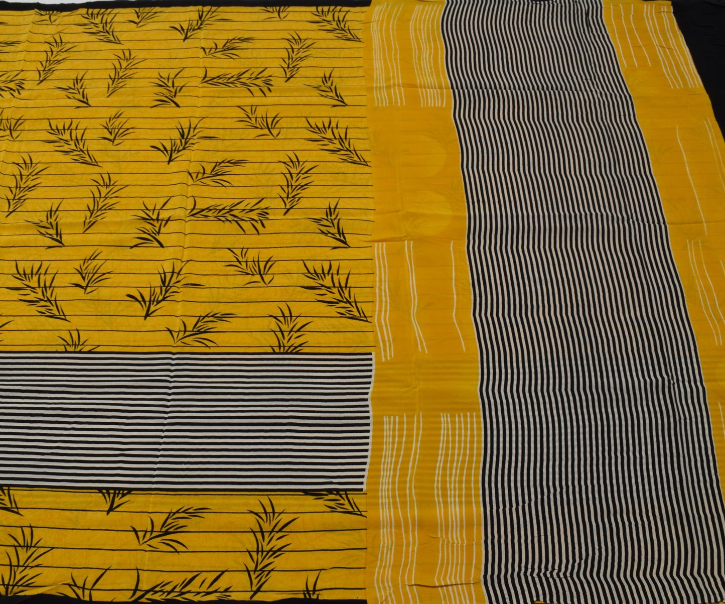 Sushila Vintage Yellow Saree 100% Pure Crepe Silk Printed Floral Soft Fabric