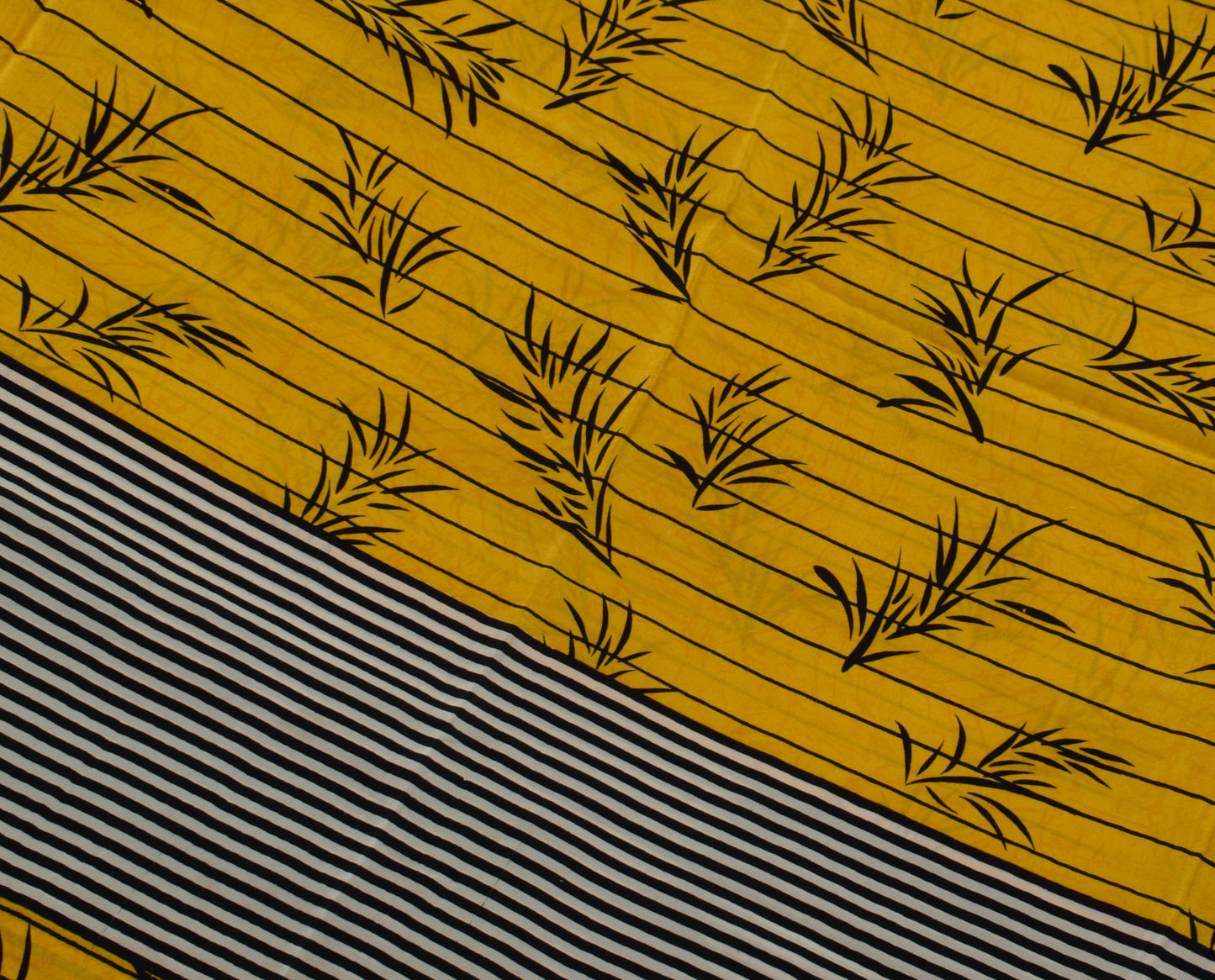 Sushila Vintage Yellow Saree 100% Pure Crepe Silk Printed Floral Soft Fabric