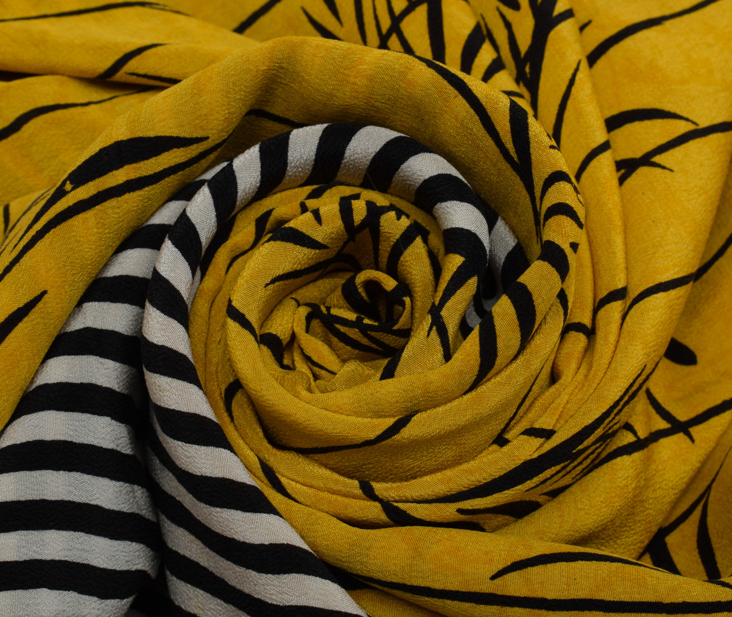 Sushila Vintage Yellow Saree 100% Pure Crepe Silk Printed Floral Soft Fabric