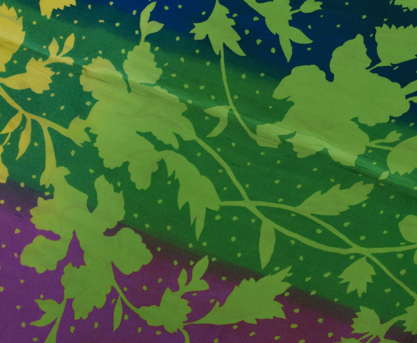 Sushila Vintage Green Saree 100% Pure Crepe Silk Printed Floral Soft Fabric