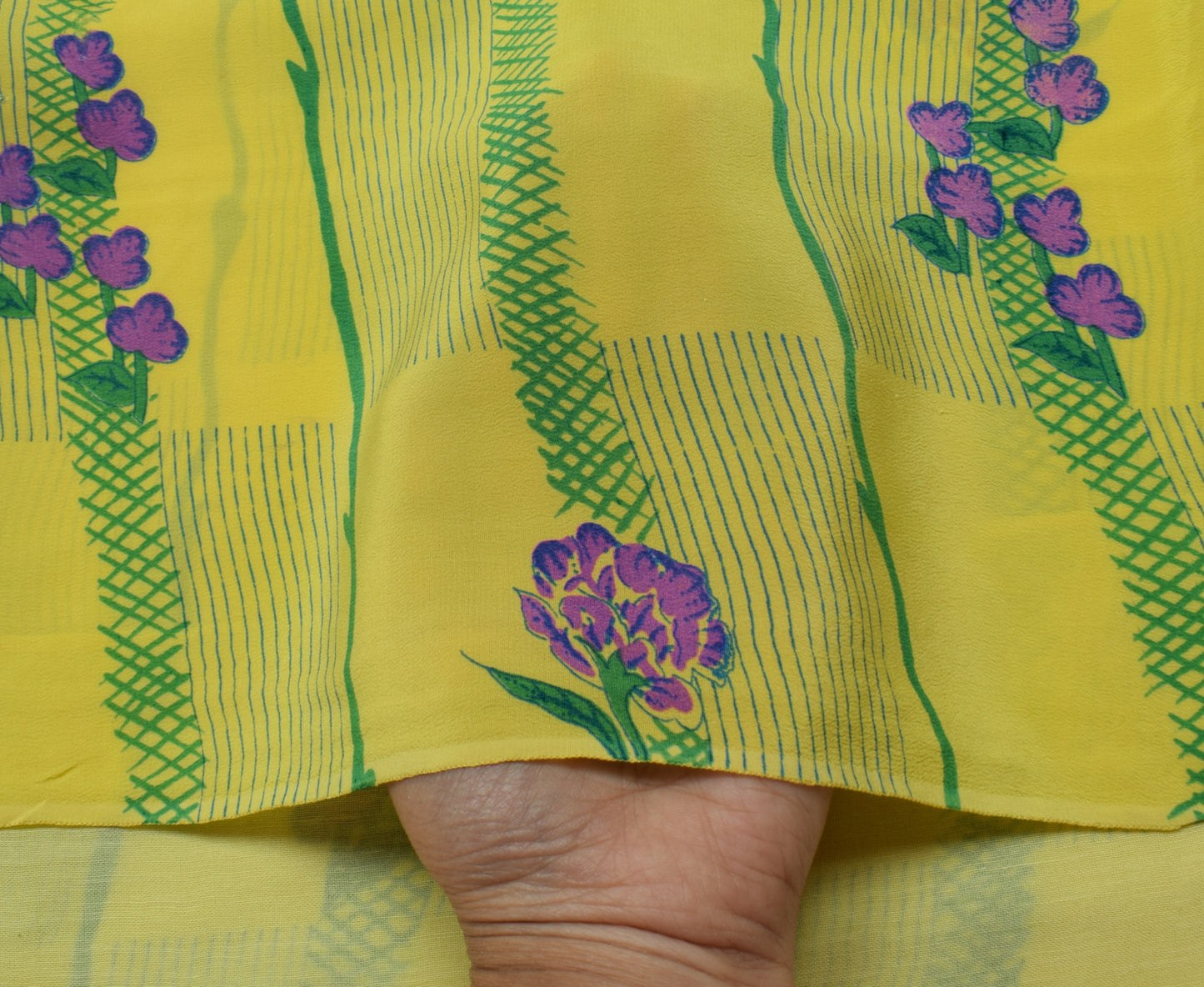 Sushila Vintage Green Saree 100% Pure Crepe Silk Printed Floral Soft Fabric