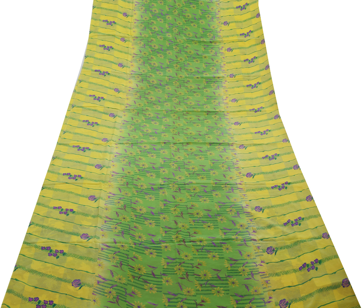 Sushila Vintage Green Saree 100% Pure Crepe Silk Printed Floral Soft Fabric