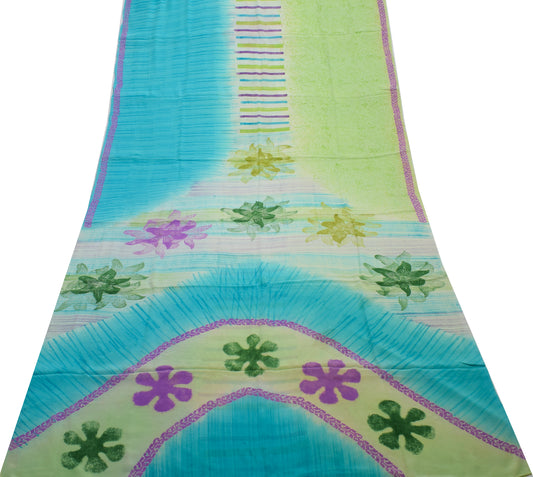 Sushila Vintage Multi-Color Saree Pure Crepe Silk Printed Floral Soft Fabric