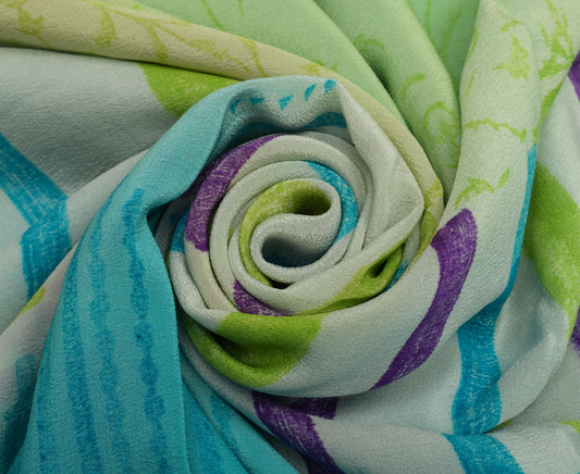 Sushila Vintage Multi-Color Saree Pure Crepe Silk Printed Floral Soft Fabric