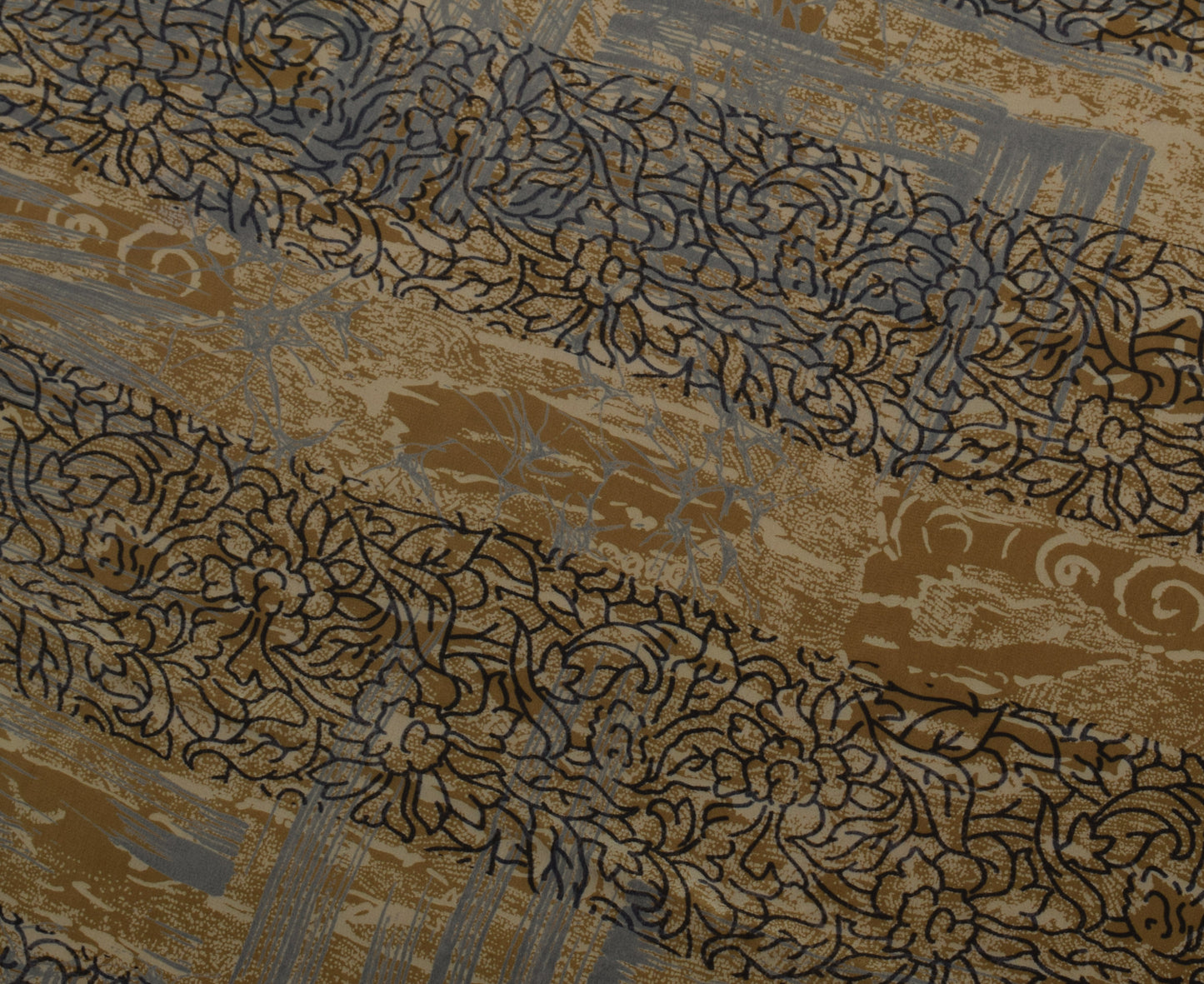 Sushila Vintage Brown Saree 100% Pure Crepe Silk Printed Floral Soft Fabric