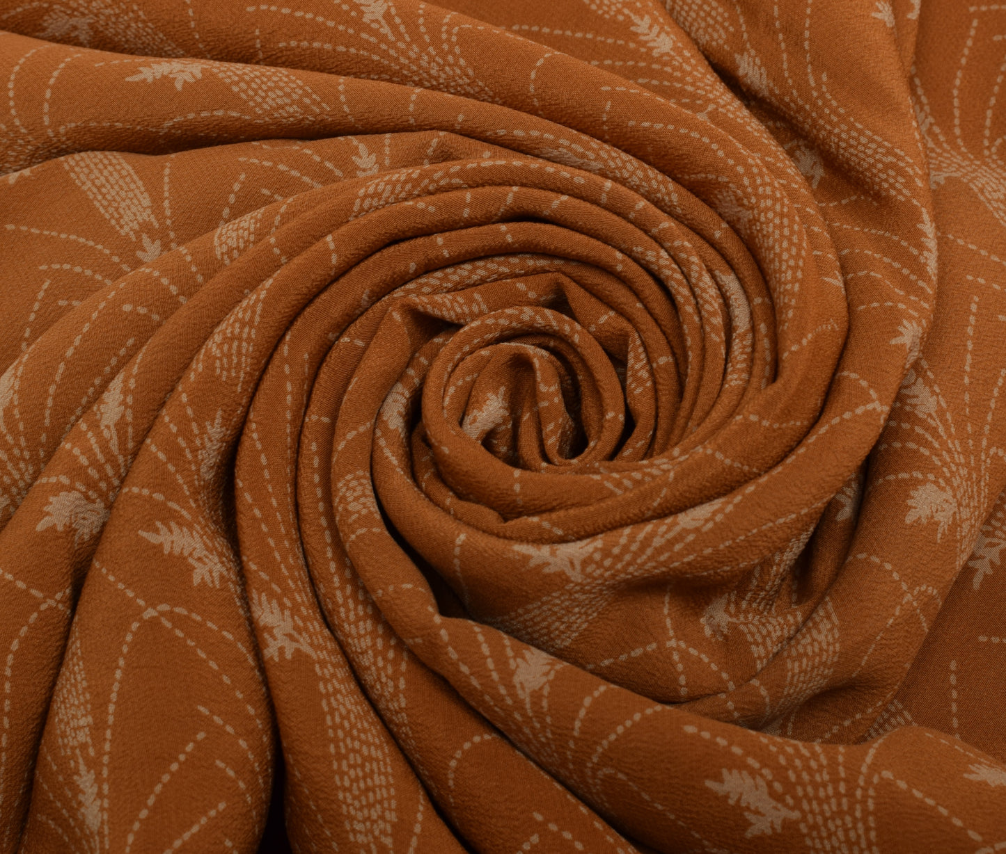 Sushila Vintage Brown Saree 100% Pure Crepe Silk Printed Floral Soft Fabric