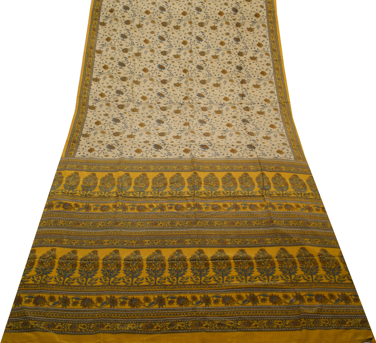 Sushila Vintage Light Brown Saree Pure Crepe Silk Printed Floral Soft Fabric