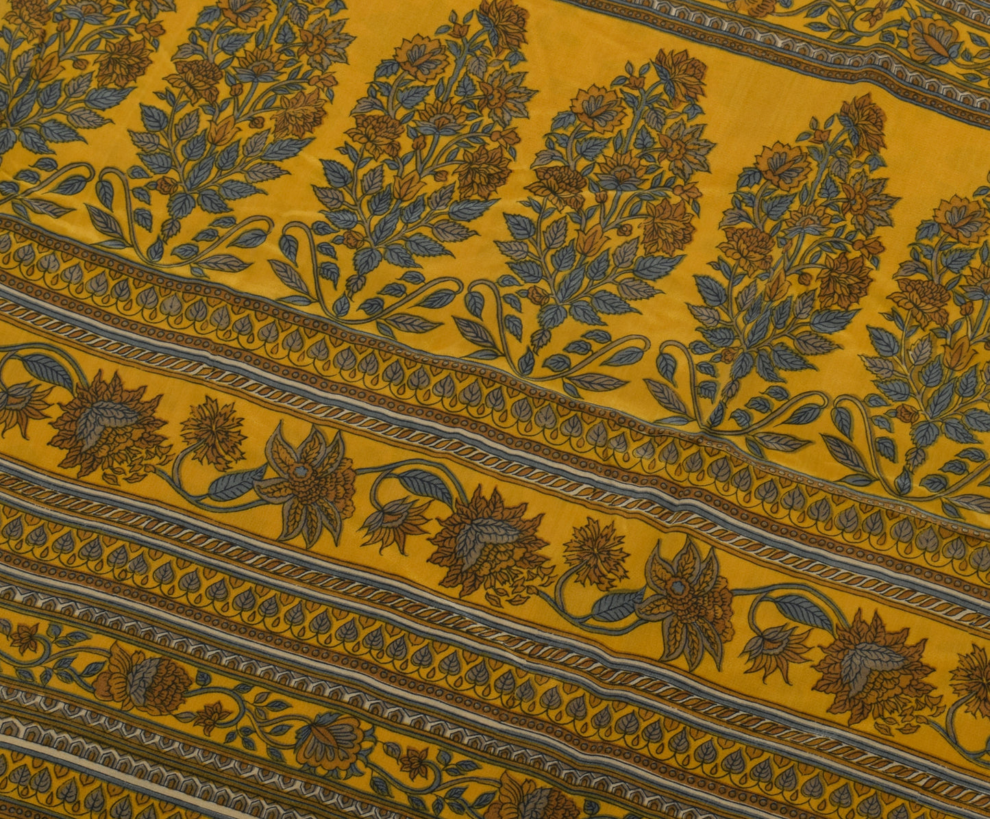 Sushila Vintage Light Brown Saree Pure Crepe Silk Printed Floral Soft Fabric